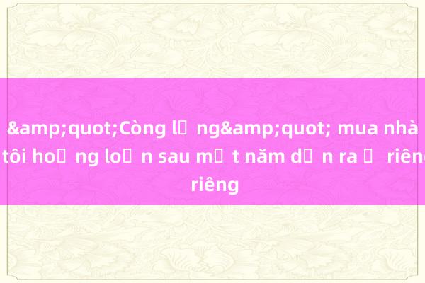 &quot;Còng lưng&quot; mua nhà， tôi hoảng loạn sau một năm dọn ra ở riêng